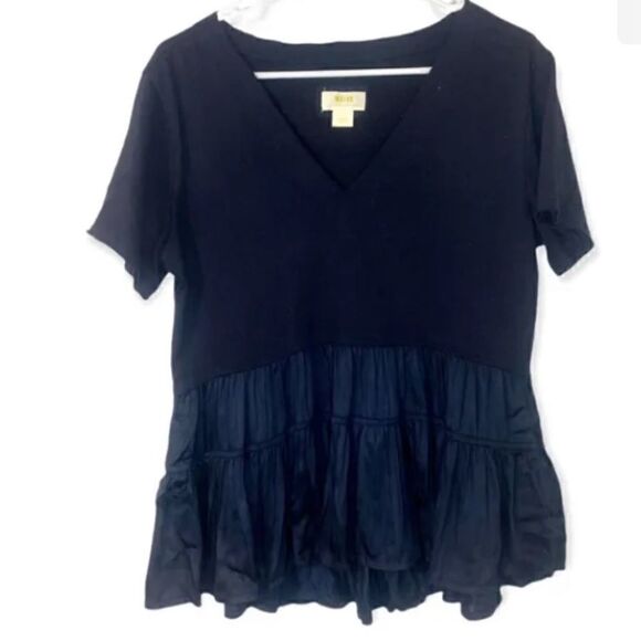 Maeve Louisa Tiered Tee Size Small Navy Blue Anthropologie - Picture 4 of 10